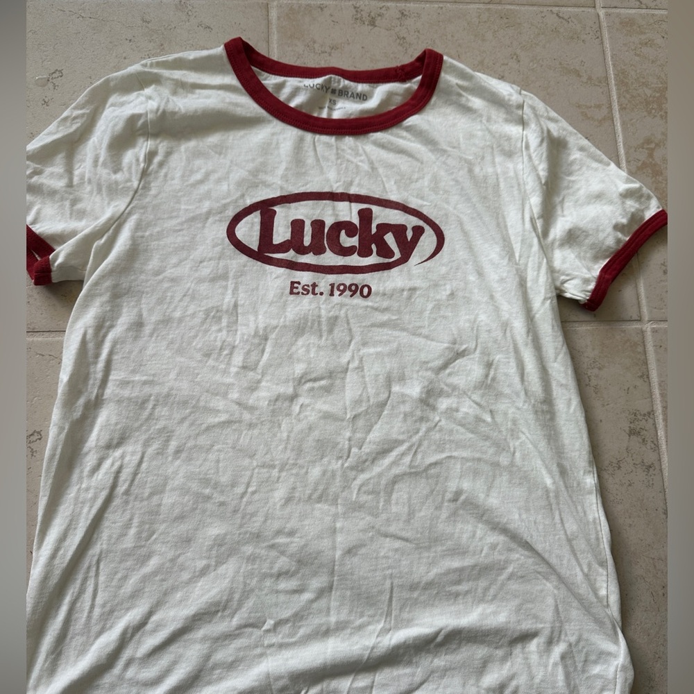 Lucky Brand women’s Cream and Red Ringer Tee